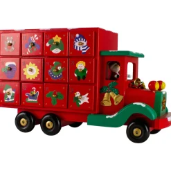 14" Red Advent Calendar Storage Truck Christmas Decoration