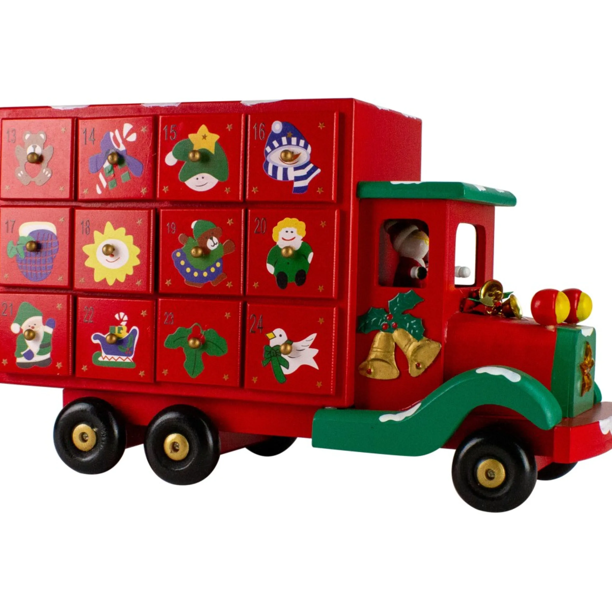 14" Red Advent Calendar Storage Truck Christmas Decoration