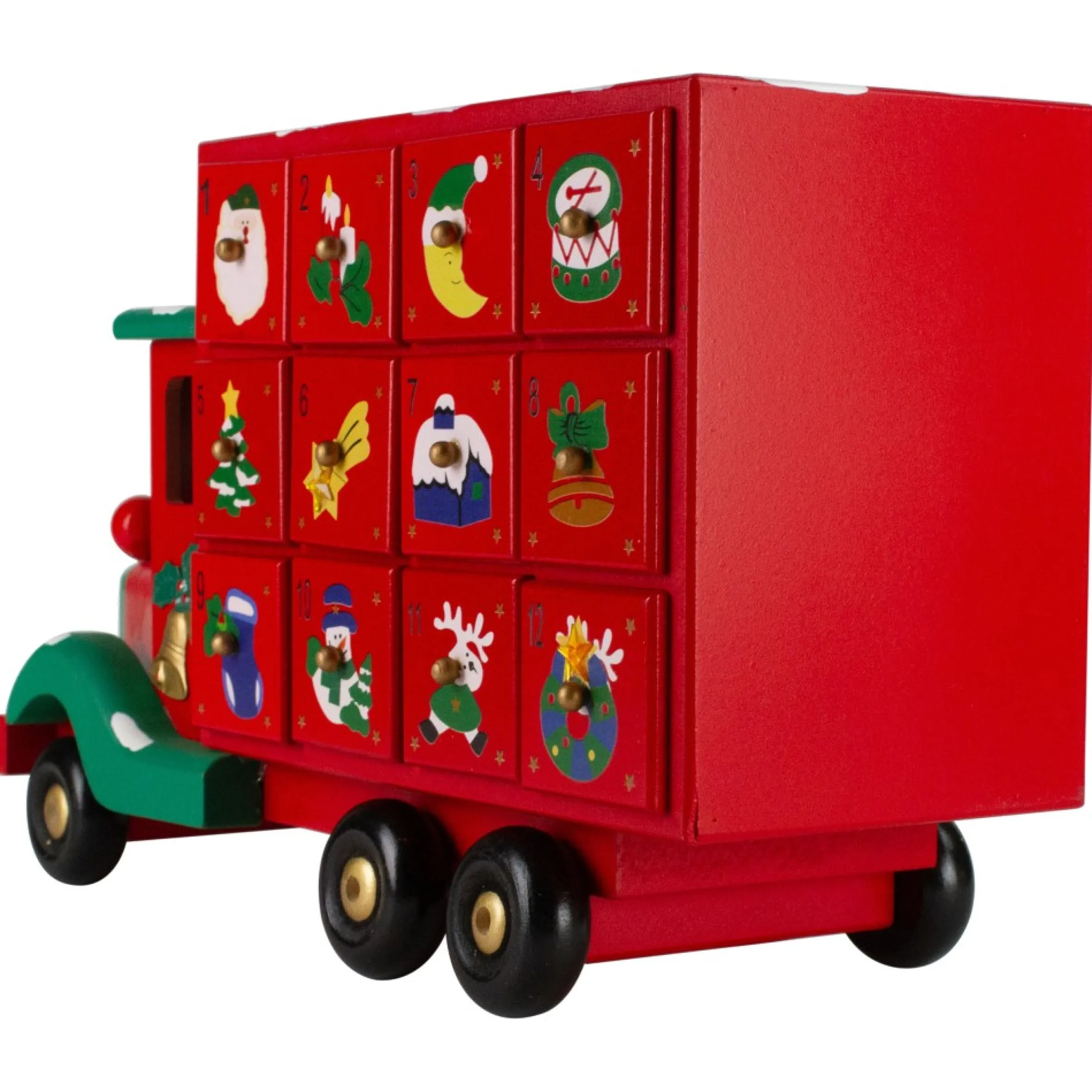 14" Red Advent Calendar Storage Truck Christmas Decoration