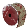 Red And Beige Christmas Tree Wired Craft Ribbon 2.5" X 10 Yards