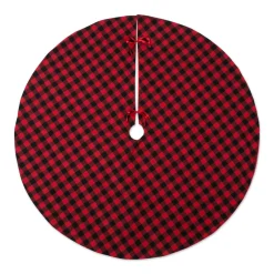 48" Red And Black Buffalo Checkered Round Christmas Tree Skirt