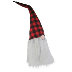 28" Red And Black Buffalo Plaid Christmas Tabletop Gnome
