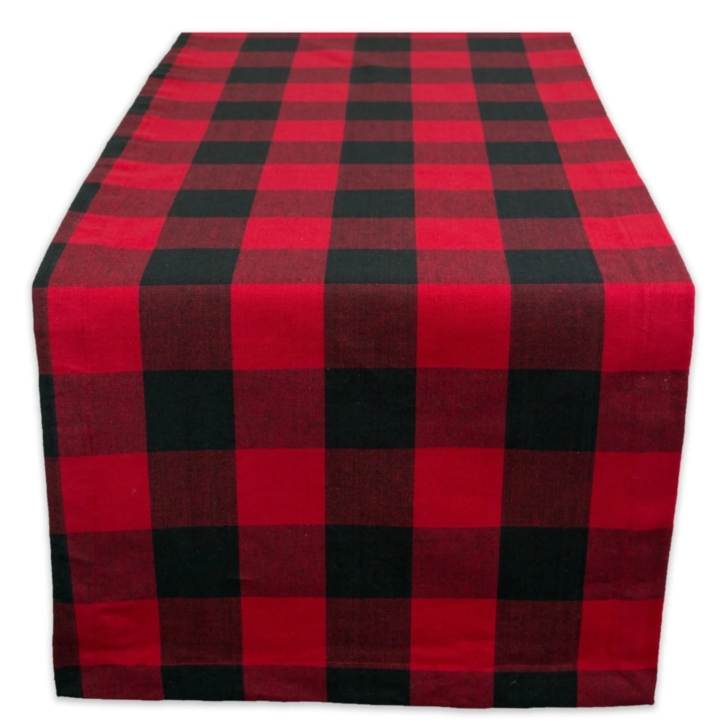 108" Red And Black Buffalo Plaid Christmas Rectangular Table Runner