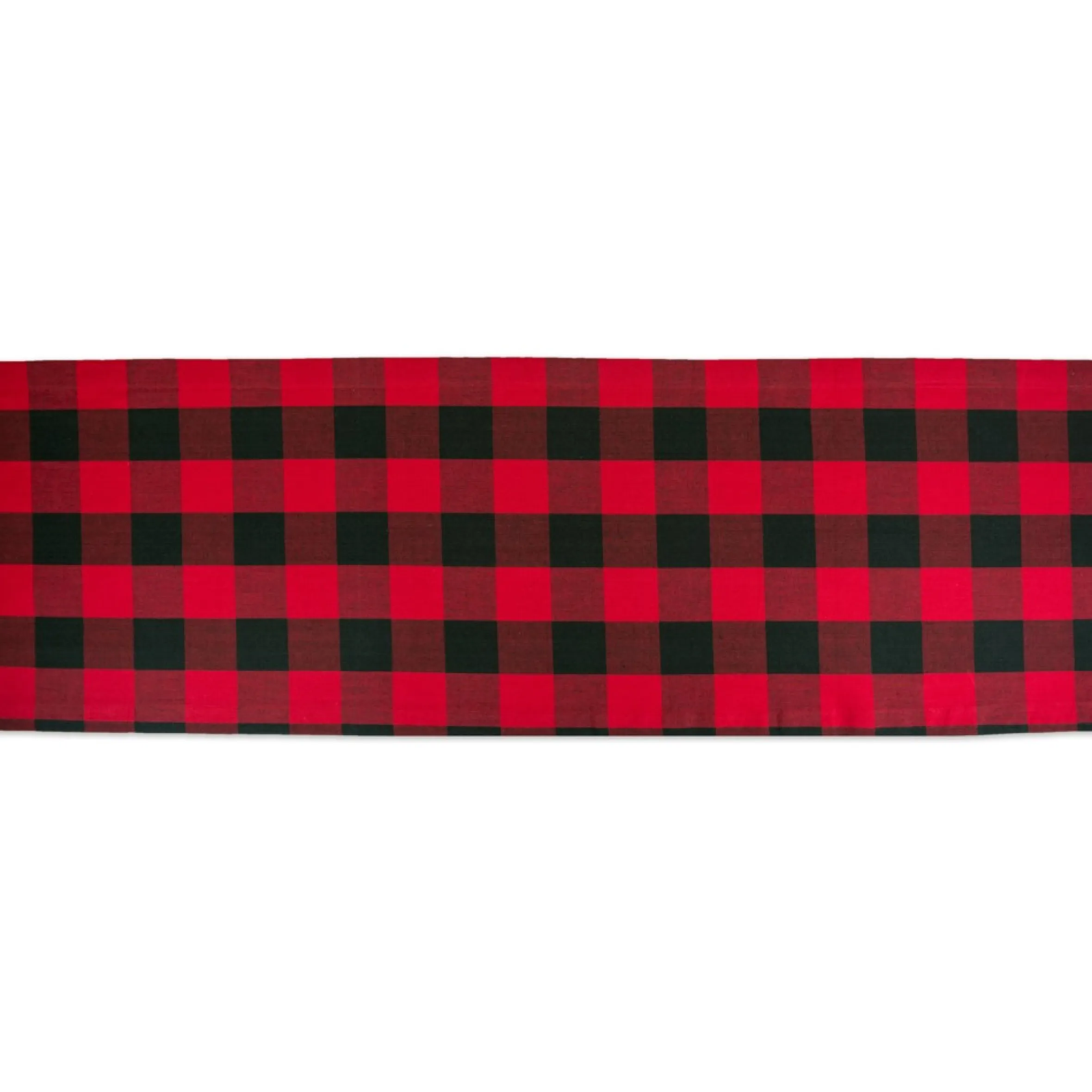 108" Red And Black Buffalo Plaid Christmas Rectangular Table Runner