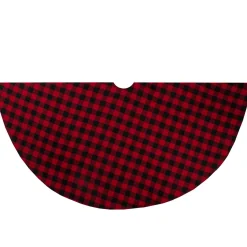 48" Red And Black Buffalo Plaid Christmas Tree Skirt
