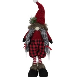 17" Red And Black Buffalo Plaid Girl Gnome Christmas Figure