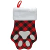 15.5" Red And Black Buffalo Plaid Pet Embroidered Christmas Stocking