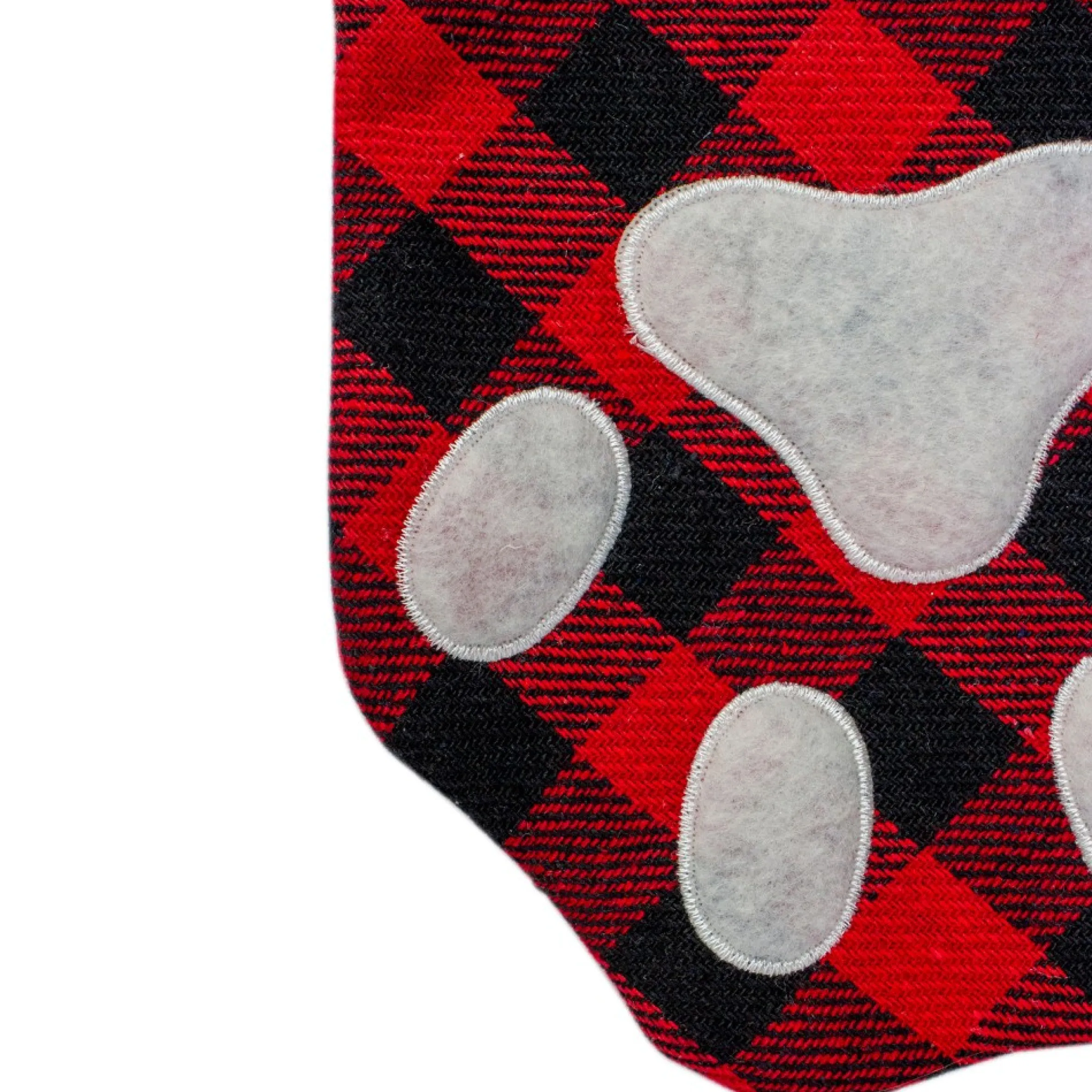15.5" Red And Black Buffalo Plaid Pet Embroidered Christmas Stocking