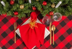 Red And Black Buffalo Plaid Rectangular Christmas Tablecloth 60