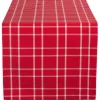 108" Red And Black Holly Berry Plaid Christmas Table Runner