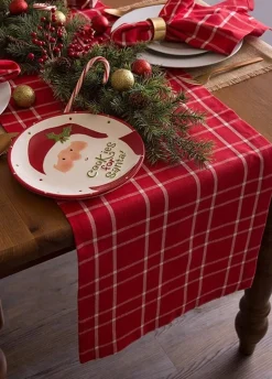 108" Red And Black Holly Berry Plaid Christmas Table Runner