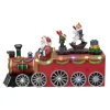10.25" Red And Black Led Lighted Musical Christmas Train With Santa
