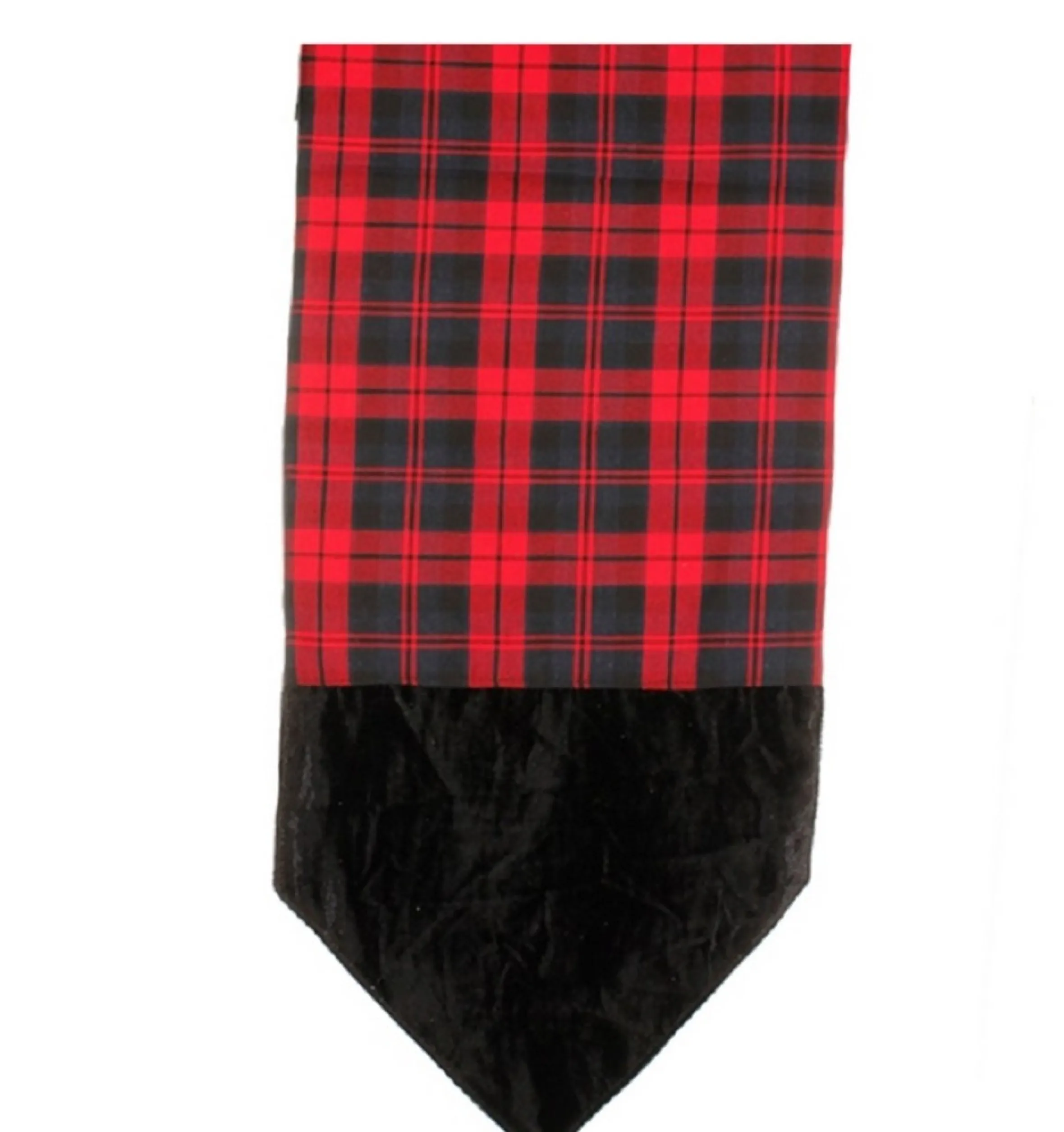 72" Red And Black Plaid Christmas Table Runner With Velveteen Tips