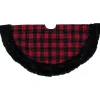 48" Red And Black Plaid With Polka Dots Christmas Tree Skirt