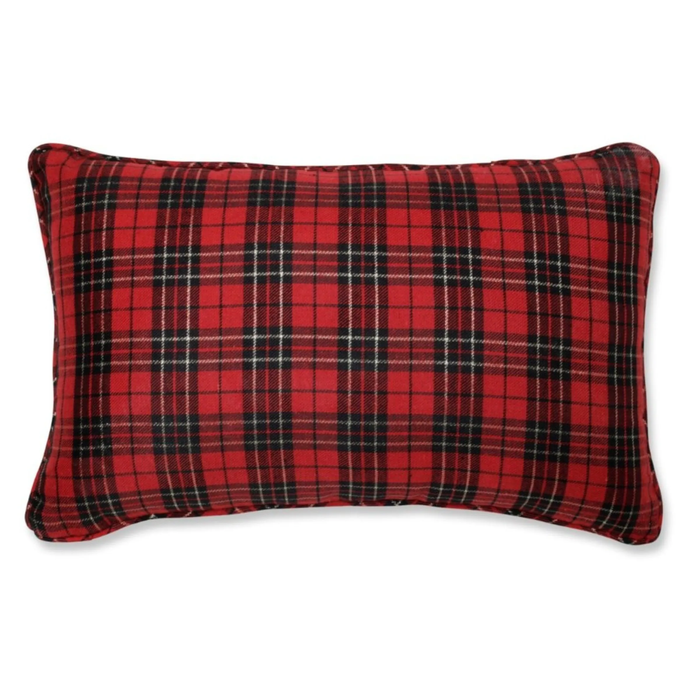 20" Red And Black Traditional Holiday Plaid Rectangular Throw Pillow