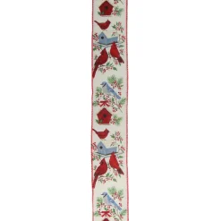 Red And Blue Cardinals With Bird Wired Craft Ribbon 2.5" X 16 Yards