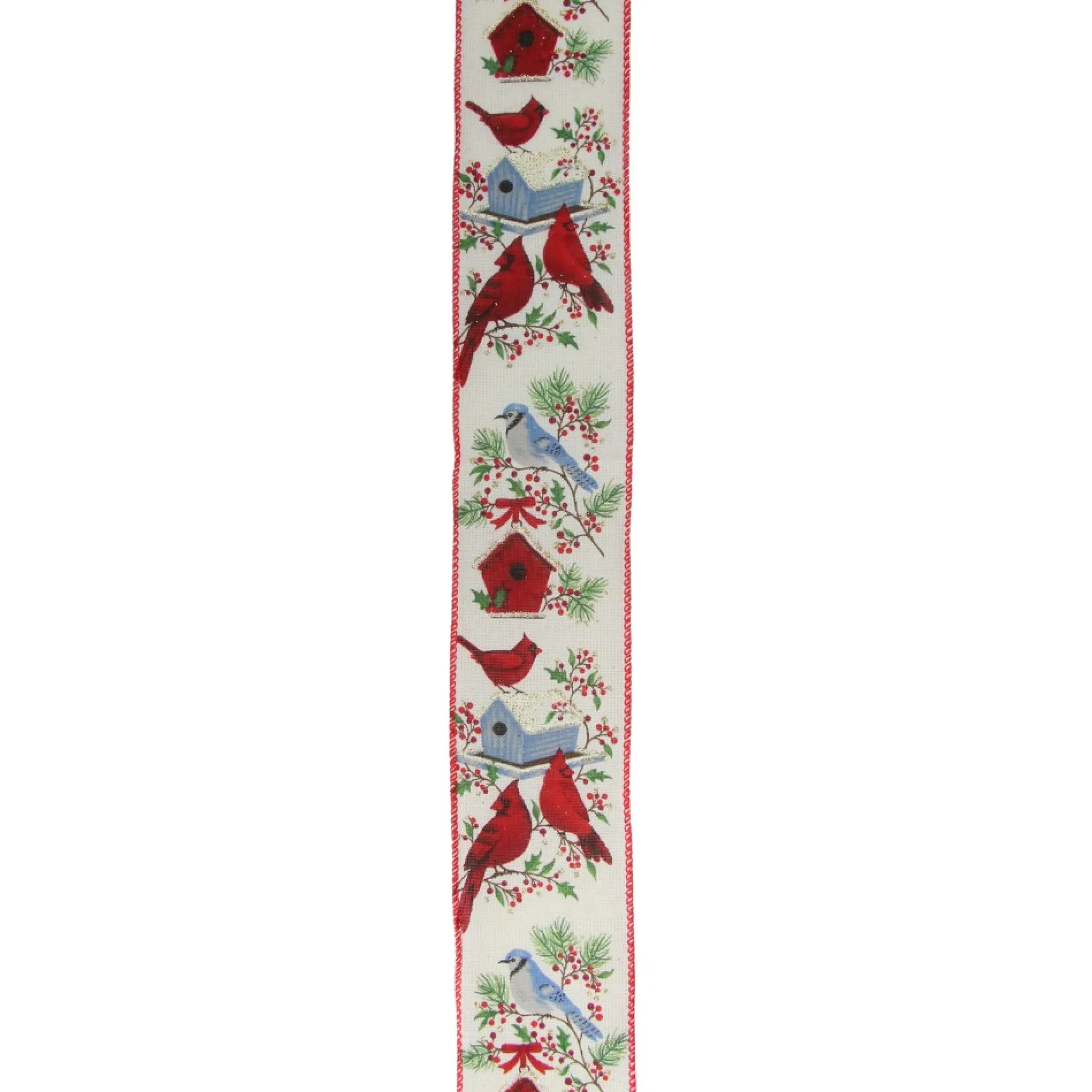 Red And Blue Cardinals With Bird Wired Craft Ribbon 2.5" X 16 Yards