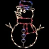18" Red And Blue Lighted Snowman Christmas Window Silhouette Decoration