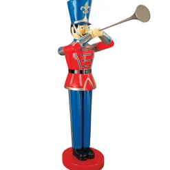48" Red And Blue Medium Trumpeting Soldier Christmas Figure