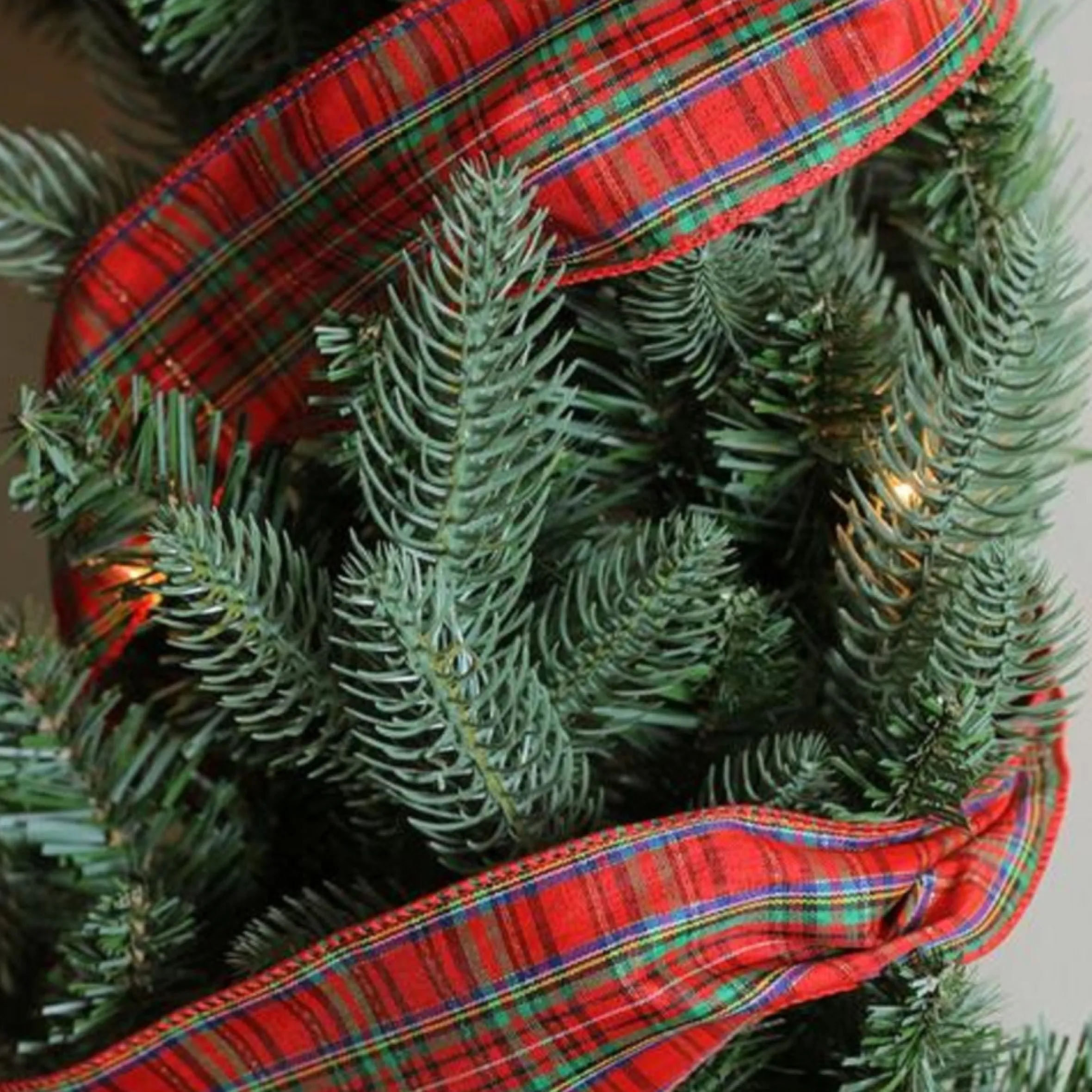 Red And Blue Plaid Wired Christmas Craft Ribbon 2.5" X 10 Yards