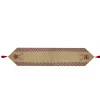 36" Red And Brown Burlap And Plaid Reindeer Christmas Table Runner