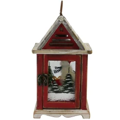 11" Red And Brown Snowman Decorative Christmas Pillar Candle Lantern