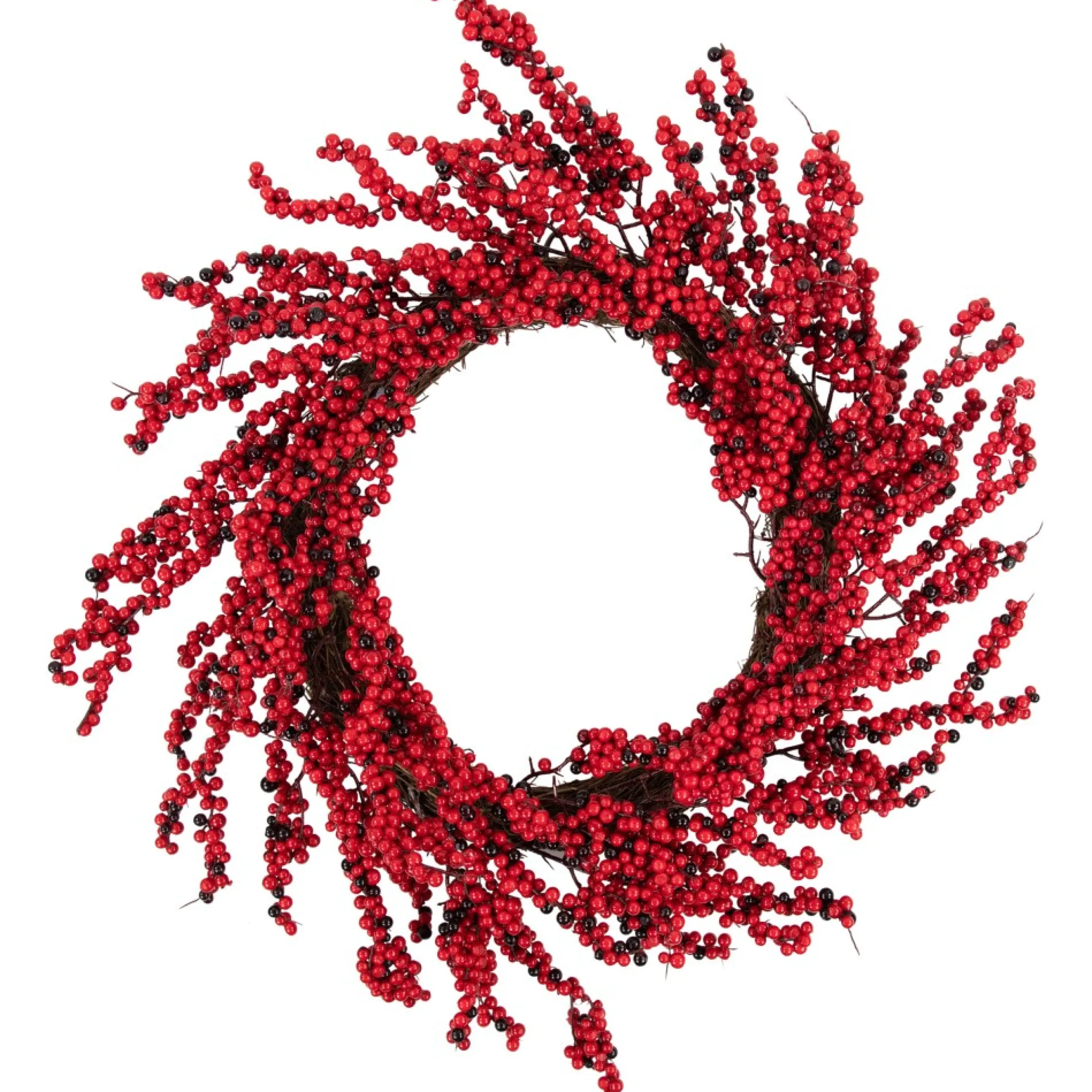 Red And Burgundy Berry Artificial Christmas Wreath, 22-Inch Unlit
