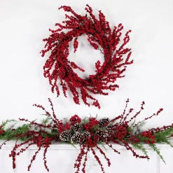Red And Burgundy Berry Artificial Christmas Wreath, 22-Inch Unlit