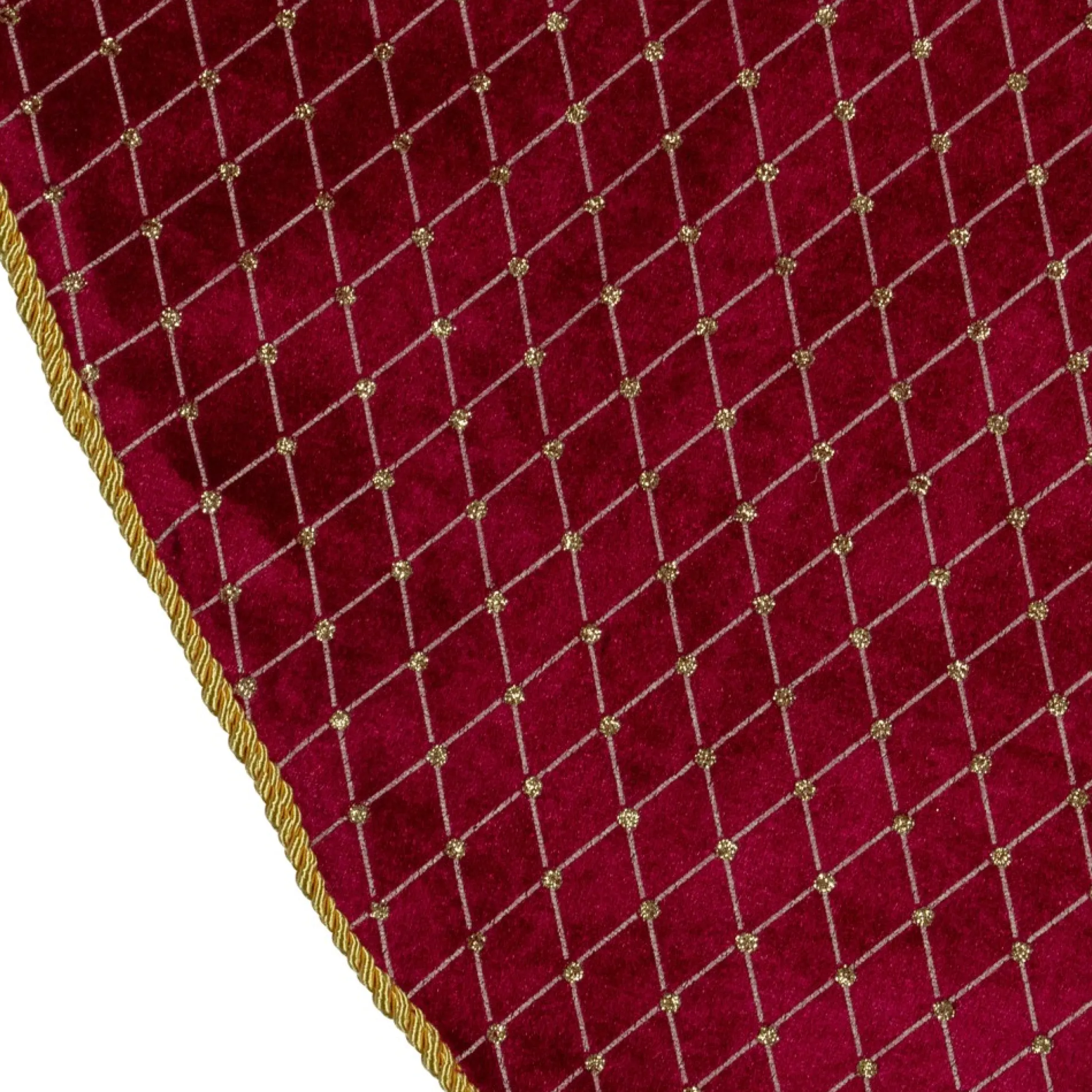 48" Red And Gold Diamond Pattern Christmas Tree Skirt