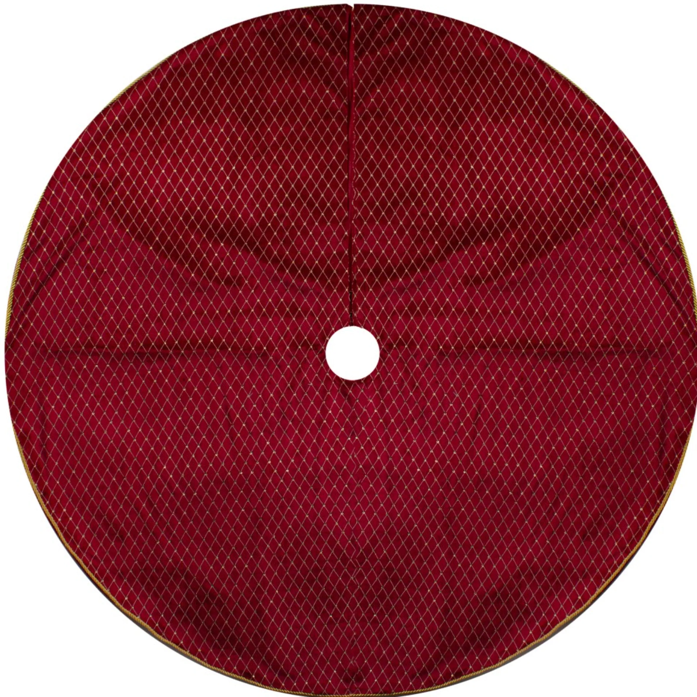 48" Red And Gold Diamond Pattern Christmas Tree Skirt