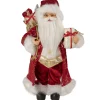 16" Red And Gold Filigree Santa Claus With Gifts Christmas Figurine