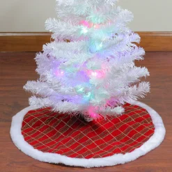 20" Red And Gold Plaid Glittered Mini Christmas Tree Skirt