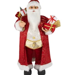32" Red And Gold Santa Claus With Gifts Christmas Figure
