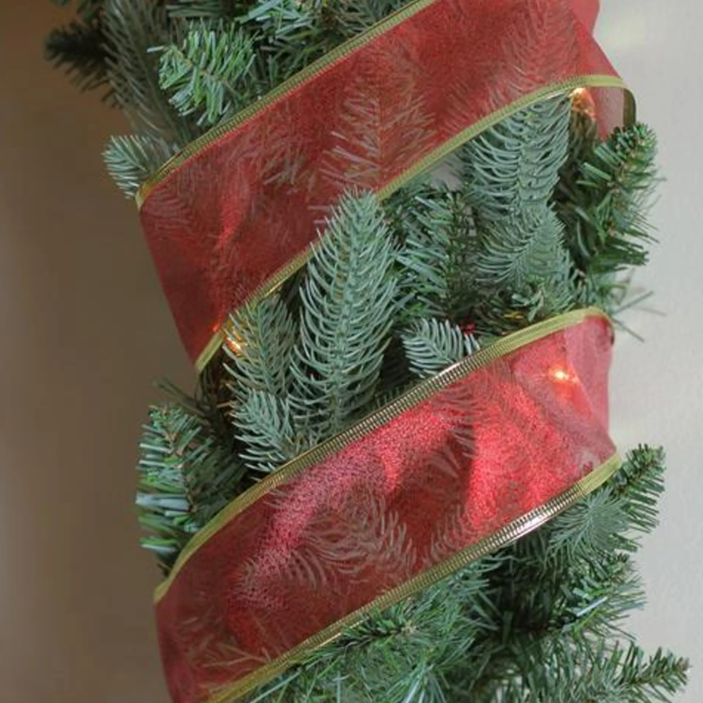 Red And Gold Solid Christmas Wired Craft Ribbon 2.5" X 10 Yards