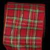 Red And Gold Tartan Plaid Wired Craft Ribbon 5" X 40 Yards