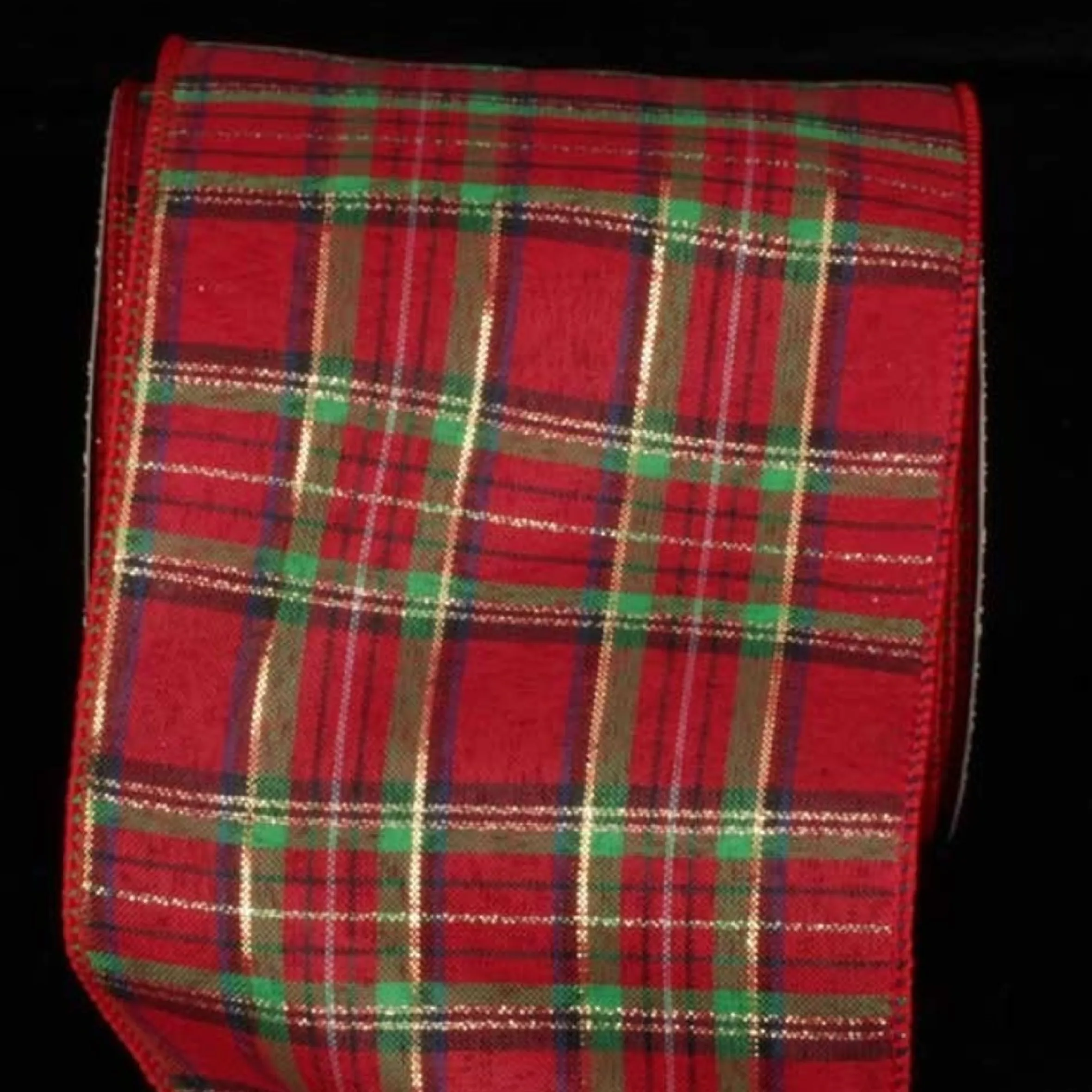 Red And Gold Tartan Plaid Wired Craft Ribbon 5" X 40 Yards
