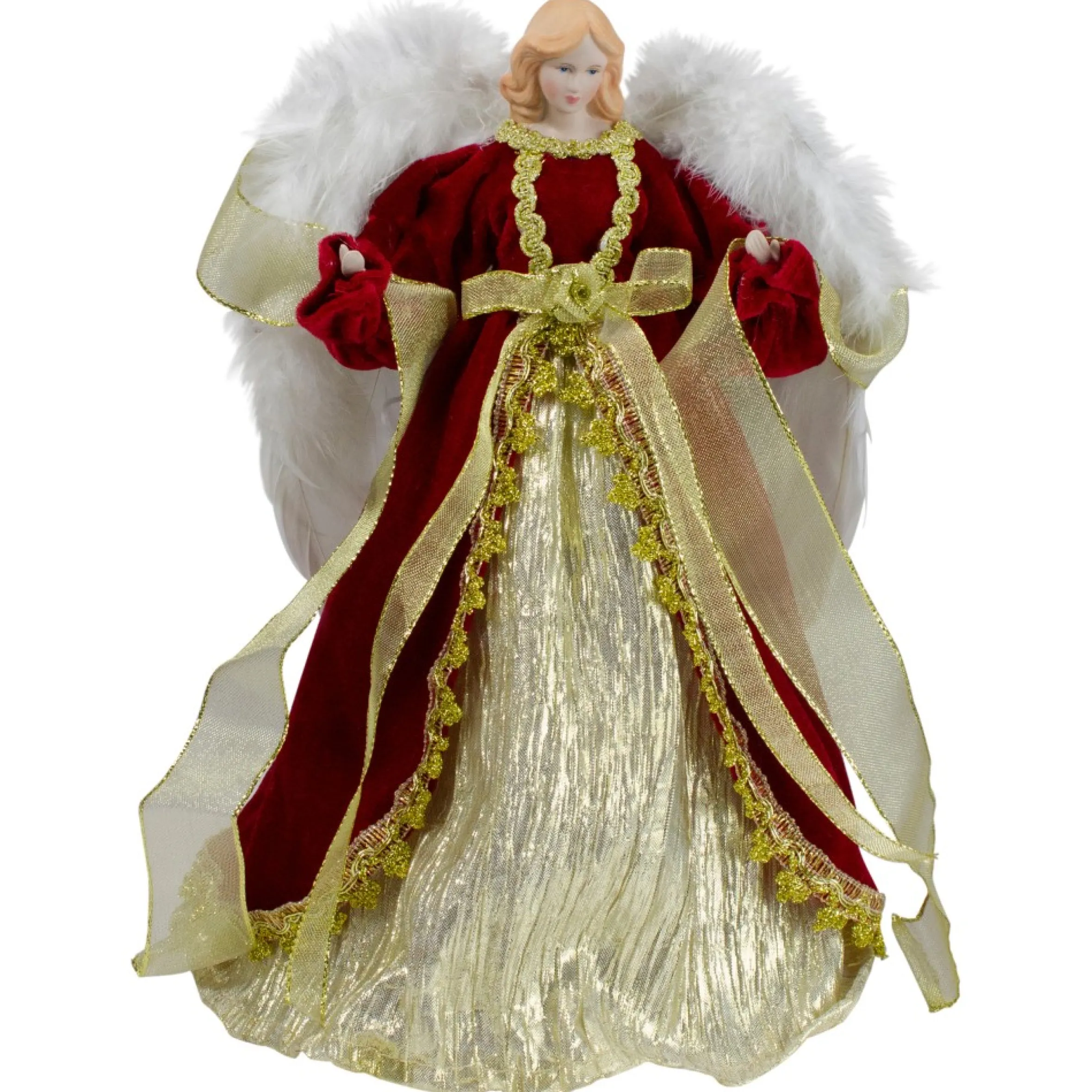 14" Red And Gold Traditional Angel Christmas Tree Topper - Unlit