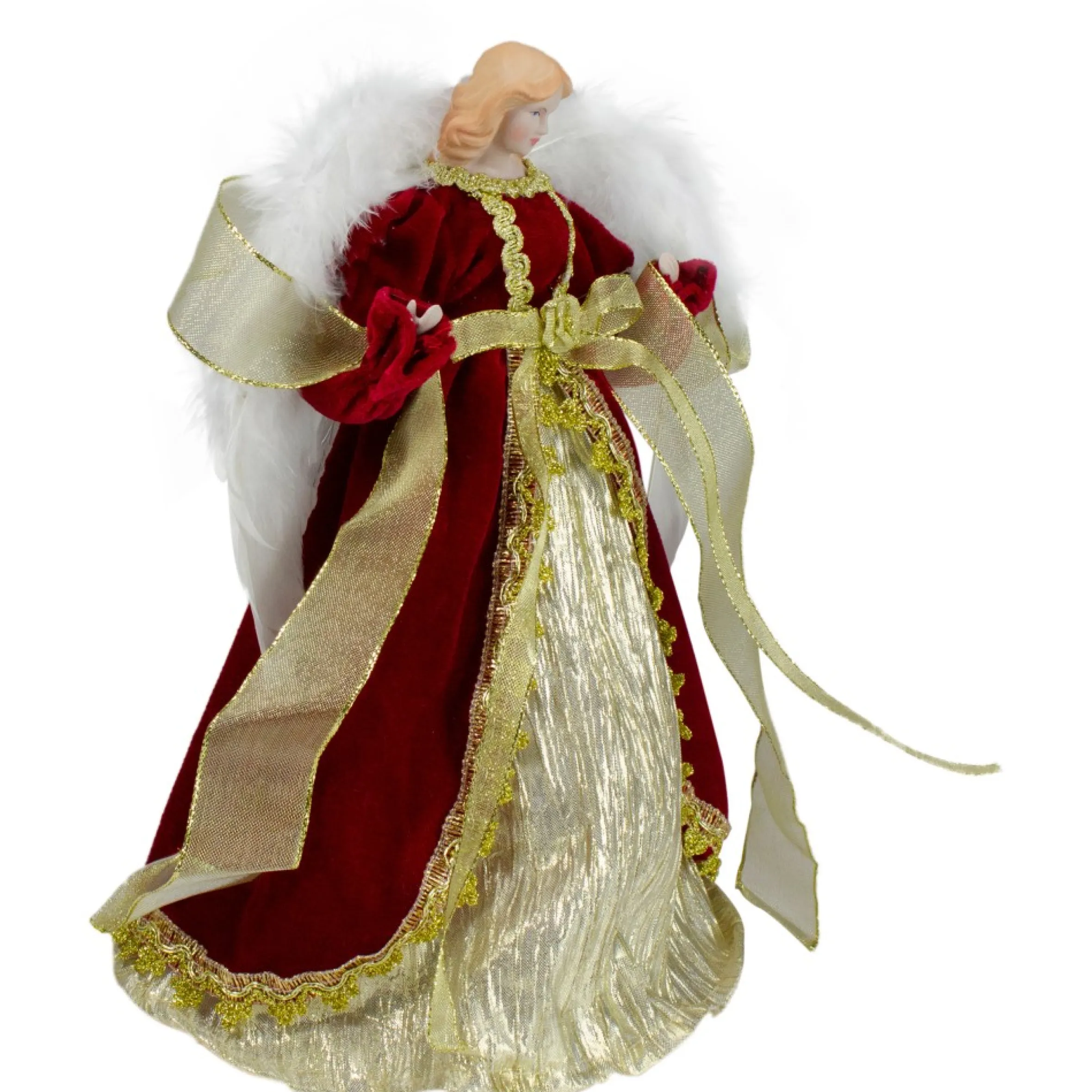 14" Red And Gold Traditional Angel Christmas Tree Topper - Unlit