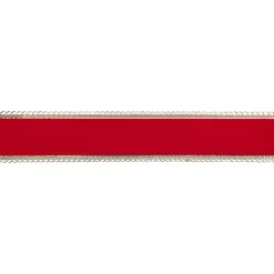 Red And Gold Velvet Christmas Wired Craft Ribbon 2.5" X 10 Yards