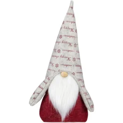 12" Red And Gray "Happy Christmas" Gnome Figure