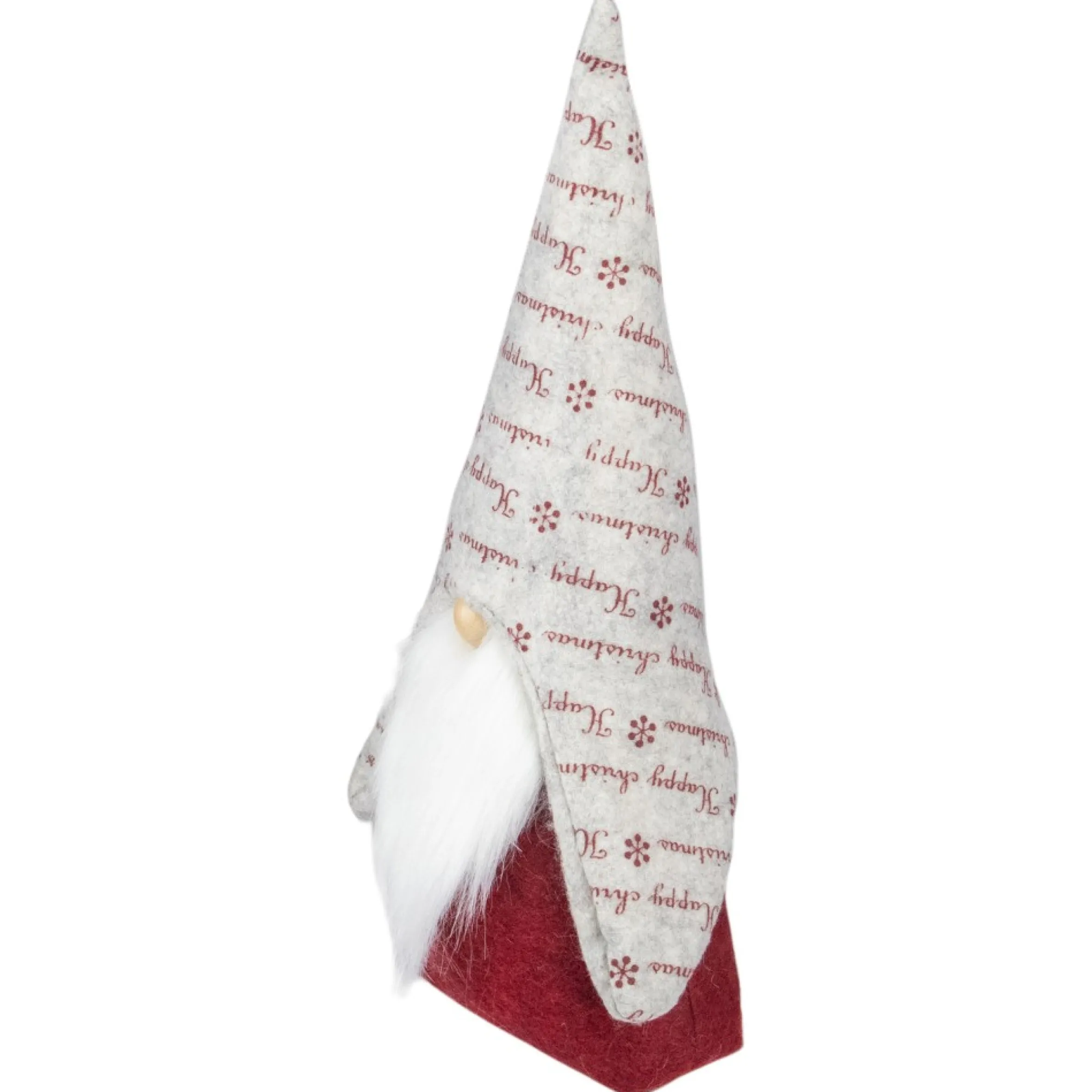 12" Red And Gray "Happy Christmas" Gnome Figure
