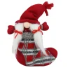 10" Red And Gray Isolde Gnome Christmas Stocking Tabletop Figurine