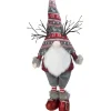30" Red And Gray Nordic Hat Standing Christmas Gnome With Led Antlers