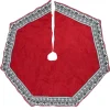 50" Red And Gray Snowflake And Reindeer Christmas Tree Skirt