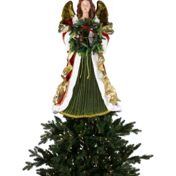 3' Red And Green Angel Commercial Size Christmas Tree Topper, Unlit