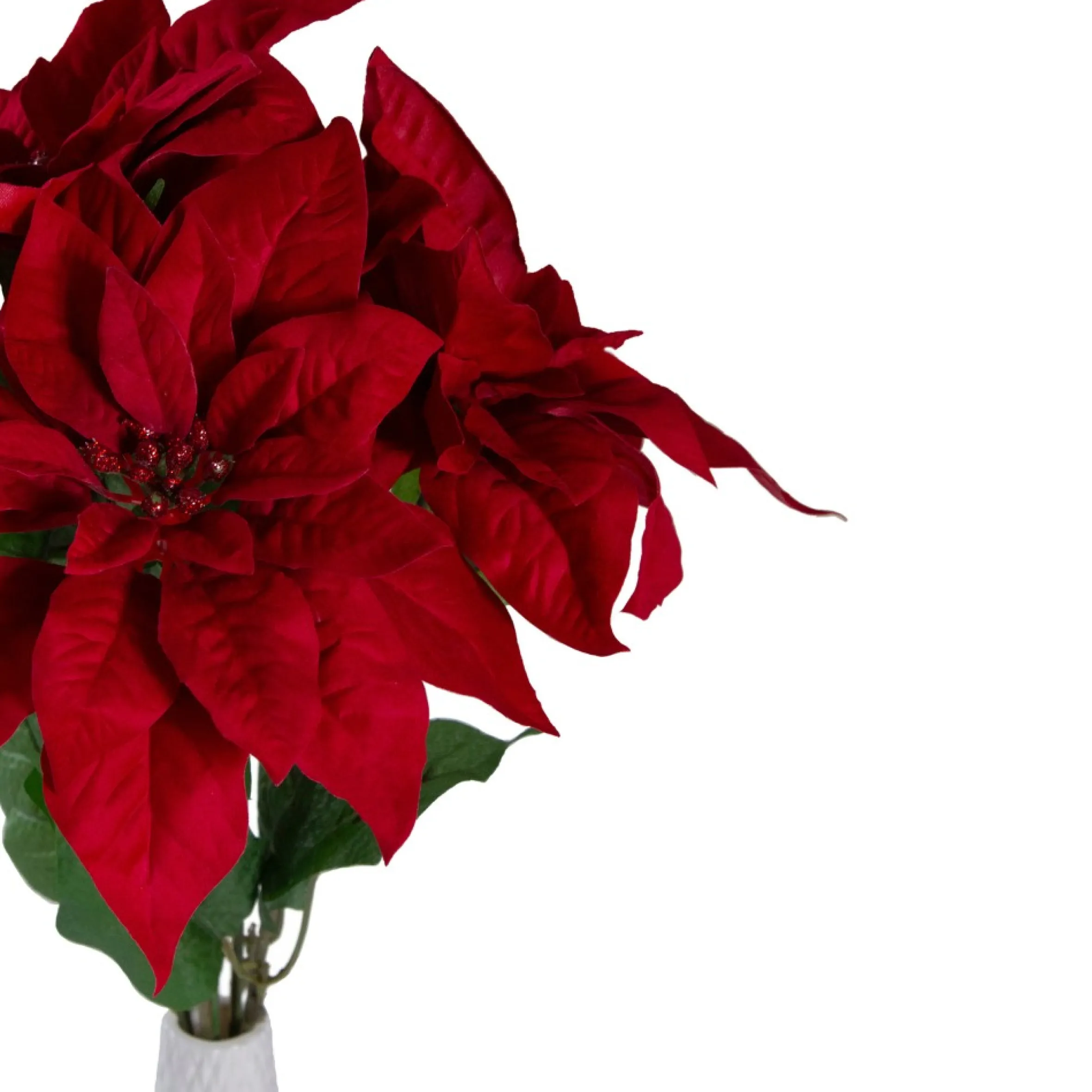 20" Red And Green Artificial Poinsettia Christmas Pick