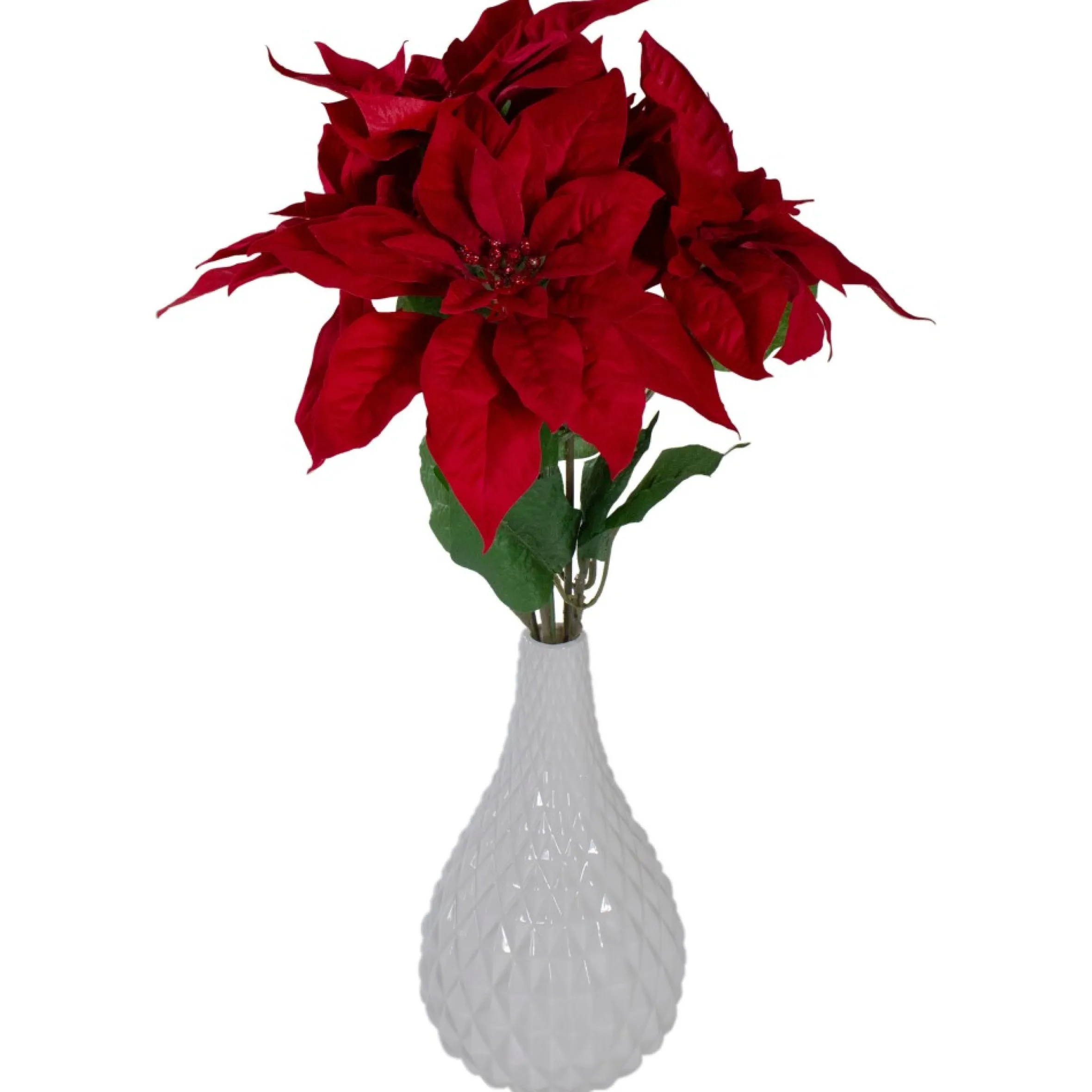 20" Red And Green Artificial Poinsettia Christmas Pick