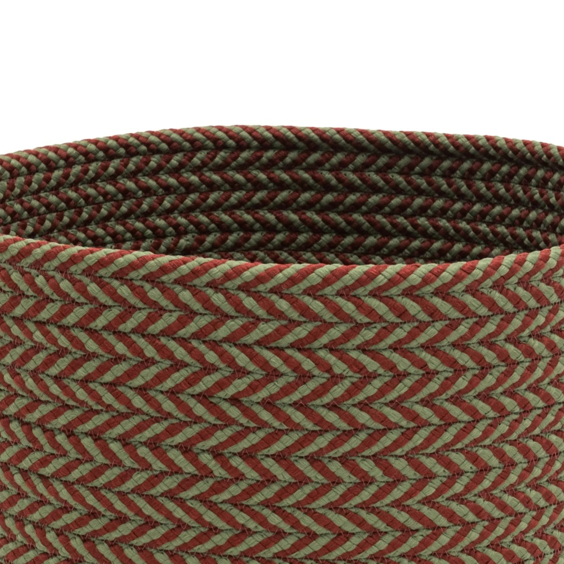 20" Red And Green Chevron Round Braided Holiday Jumbo Basket
