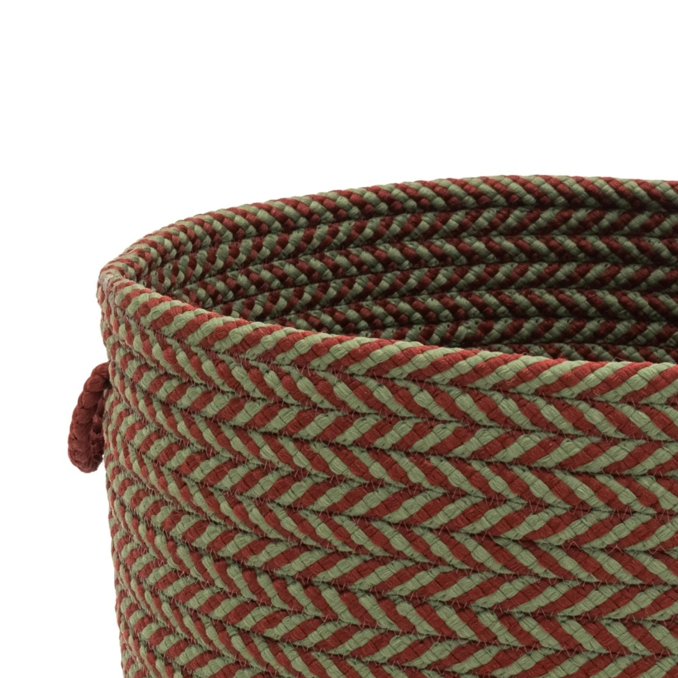 20" Red And Green Chevron Round Braided Holiday Jumbo Basket