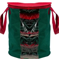 12" Red And Green Christmas Light Storage Organizer With Clear Window